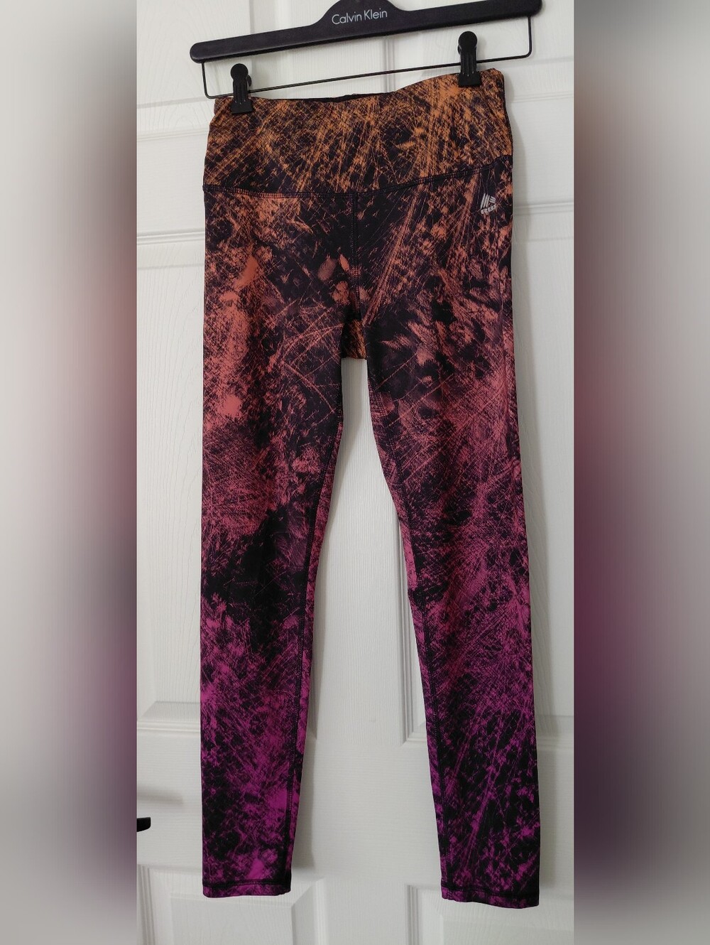 RBX Girls' Orange Pink and Black Abstract Print Leggings
